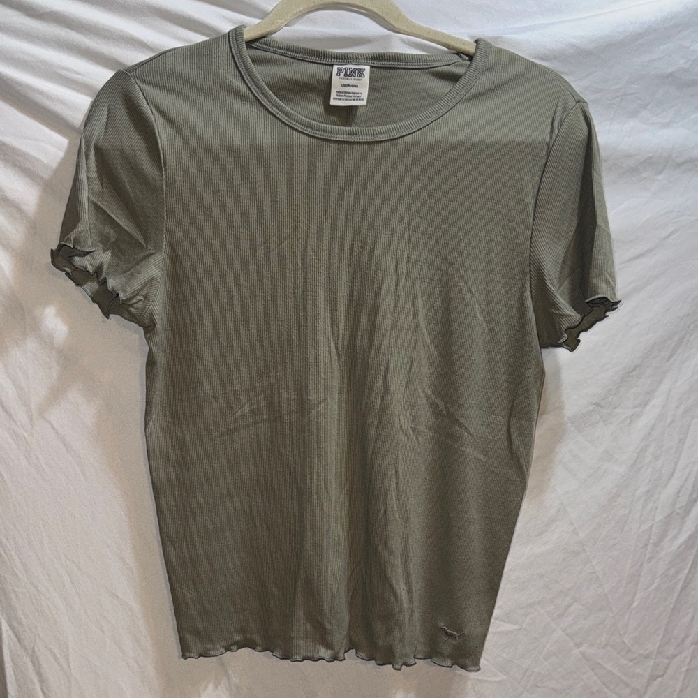 PINK Victoria's Secret Sage Green Short Sleeve Tee